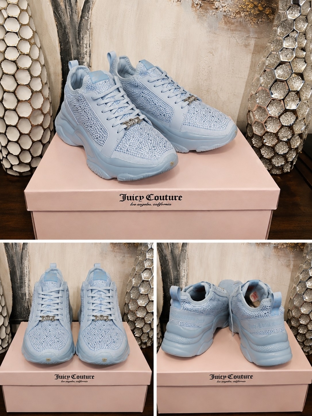 Juicy Couture Powder Blue Rhinestone Platform Sneakers